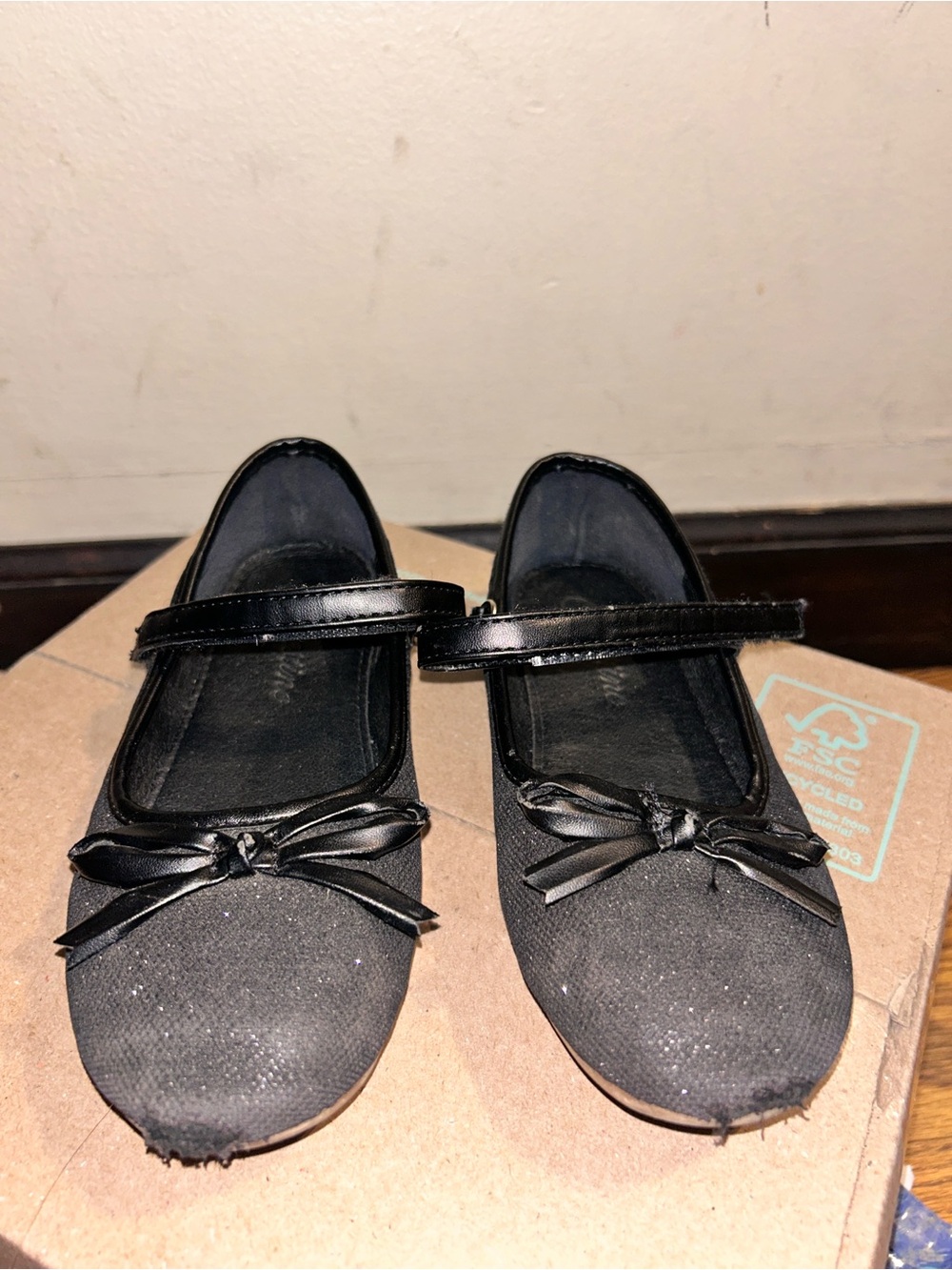Kids Black Mary Jane Flats with Bow